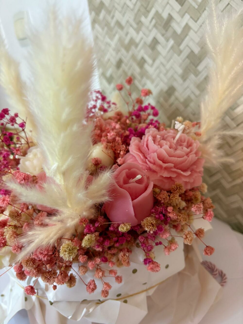 Bouquet de bougies Rose et Blanc – Image 2
