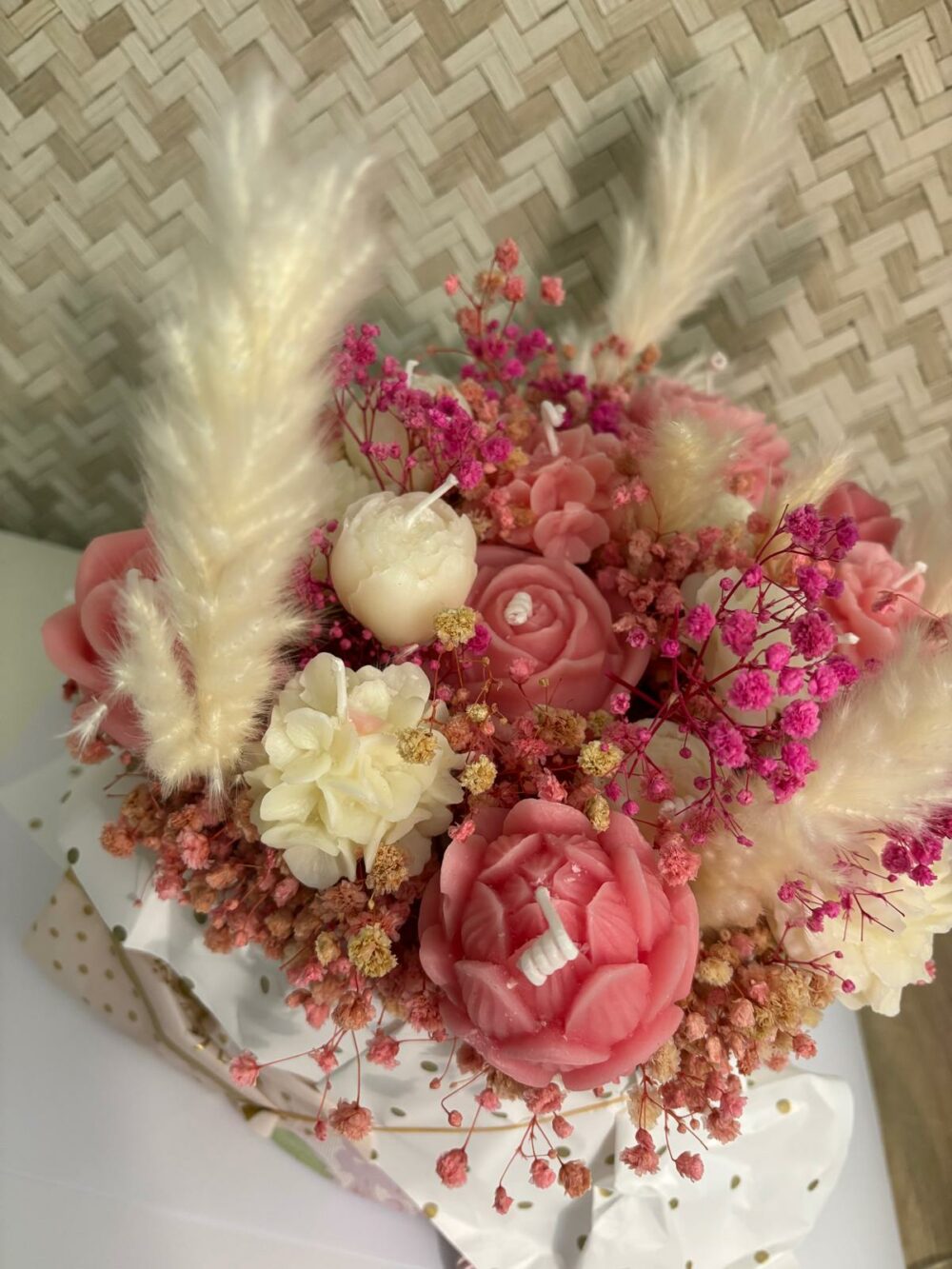 Bouquet de bougies Rose et Blanc – Image 3