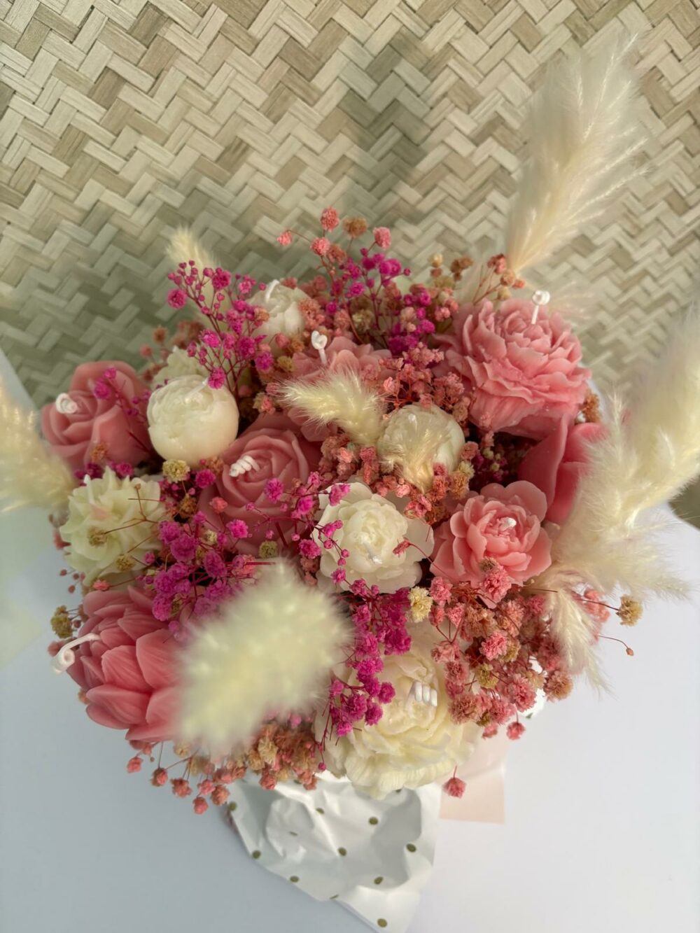 Bouquet de bougies Rose et Blanc – Image 6