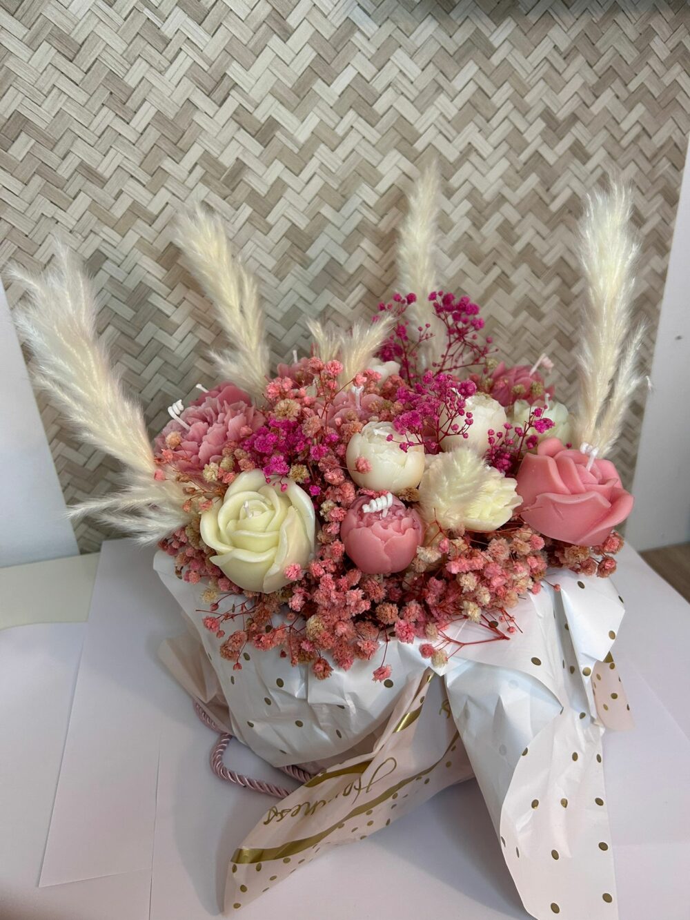 Bouquet de bougies Rose et Blanc – Image 7