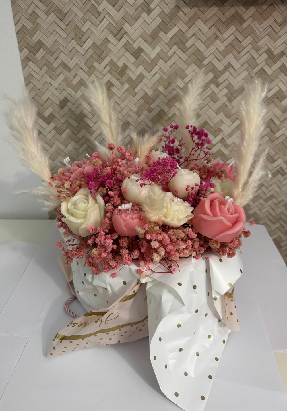 Bouquet de bougies Rose et Blanc – Image 8