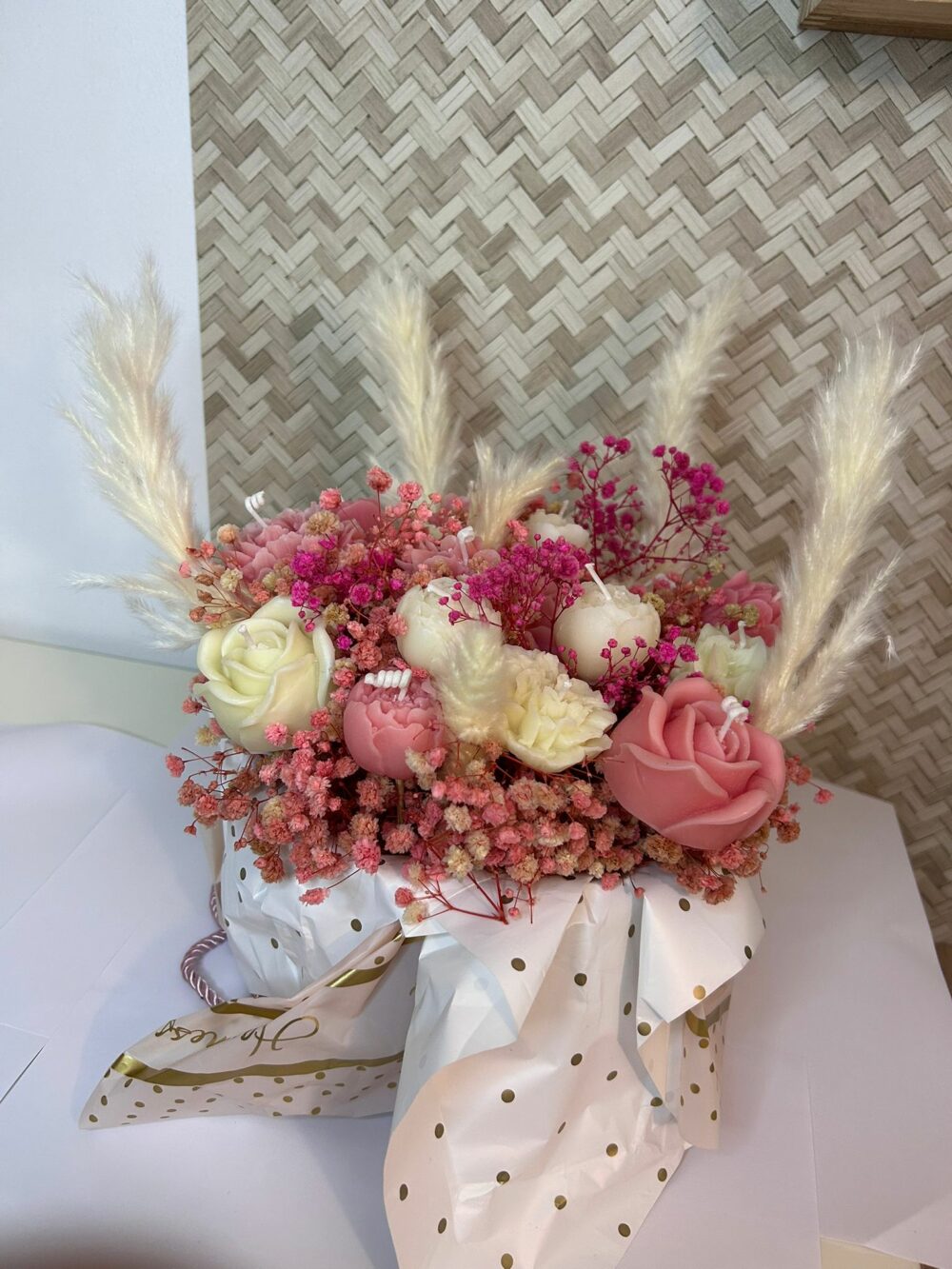 Bouquet de bougies Rose et Blanc – Image 9