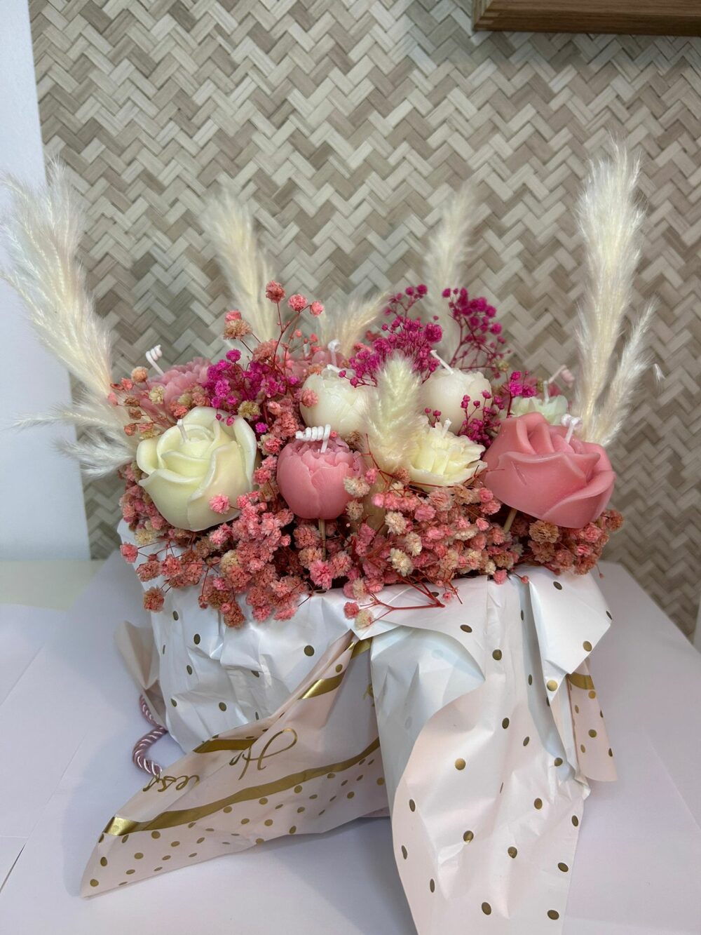 Bouquet de bougies Rose et Blanc – Image 10