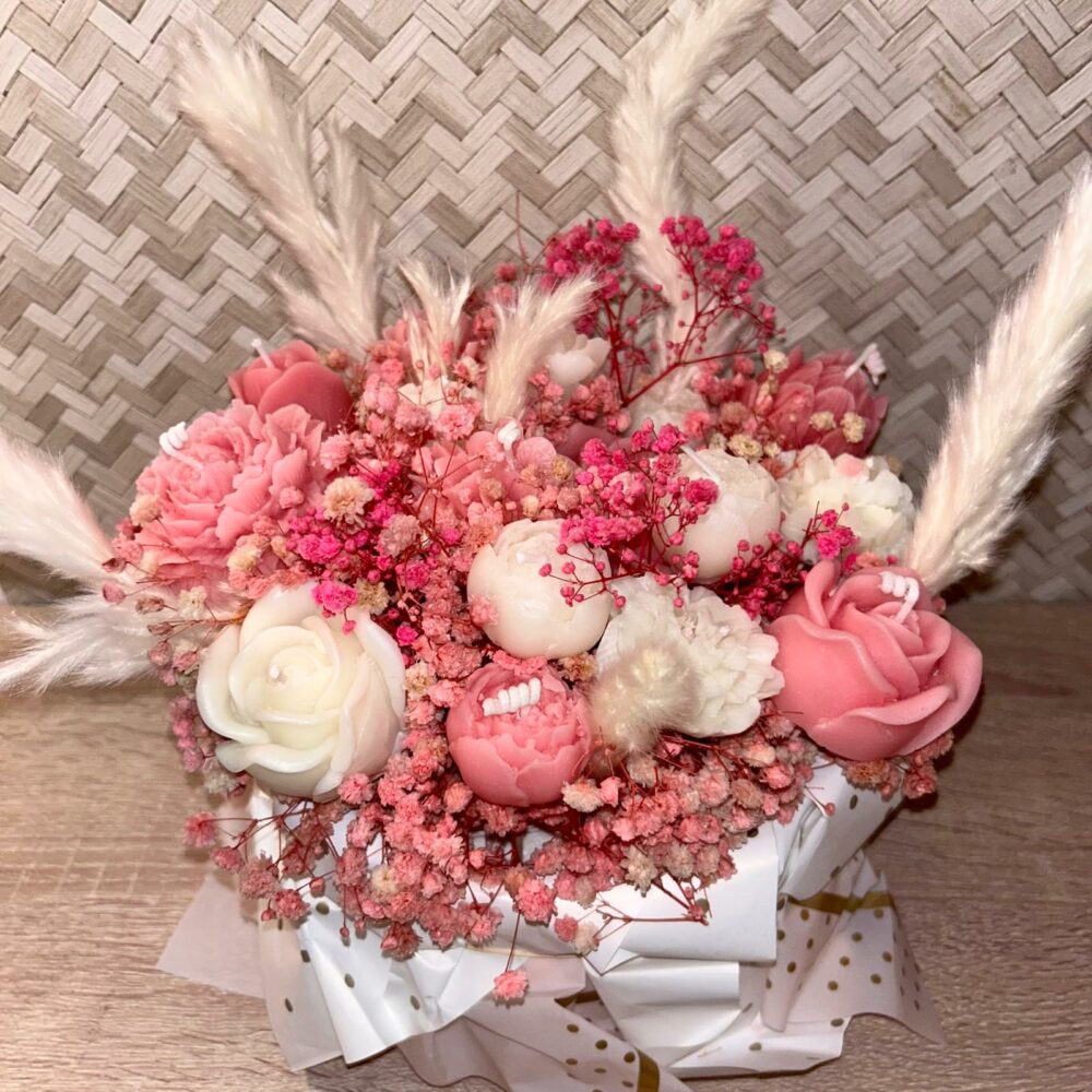 Bouquet de bougies Rose et Blanc