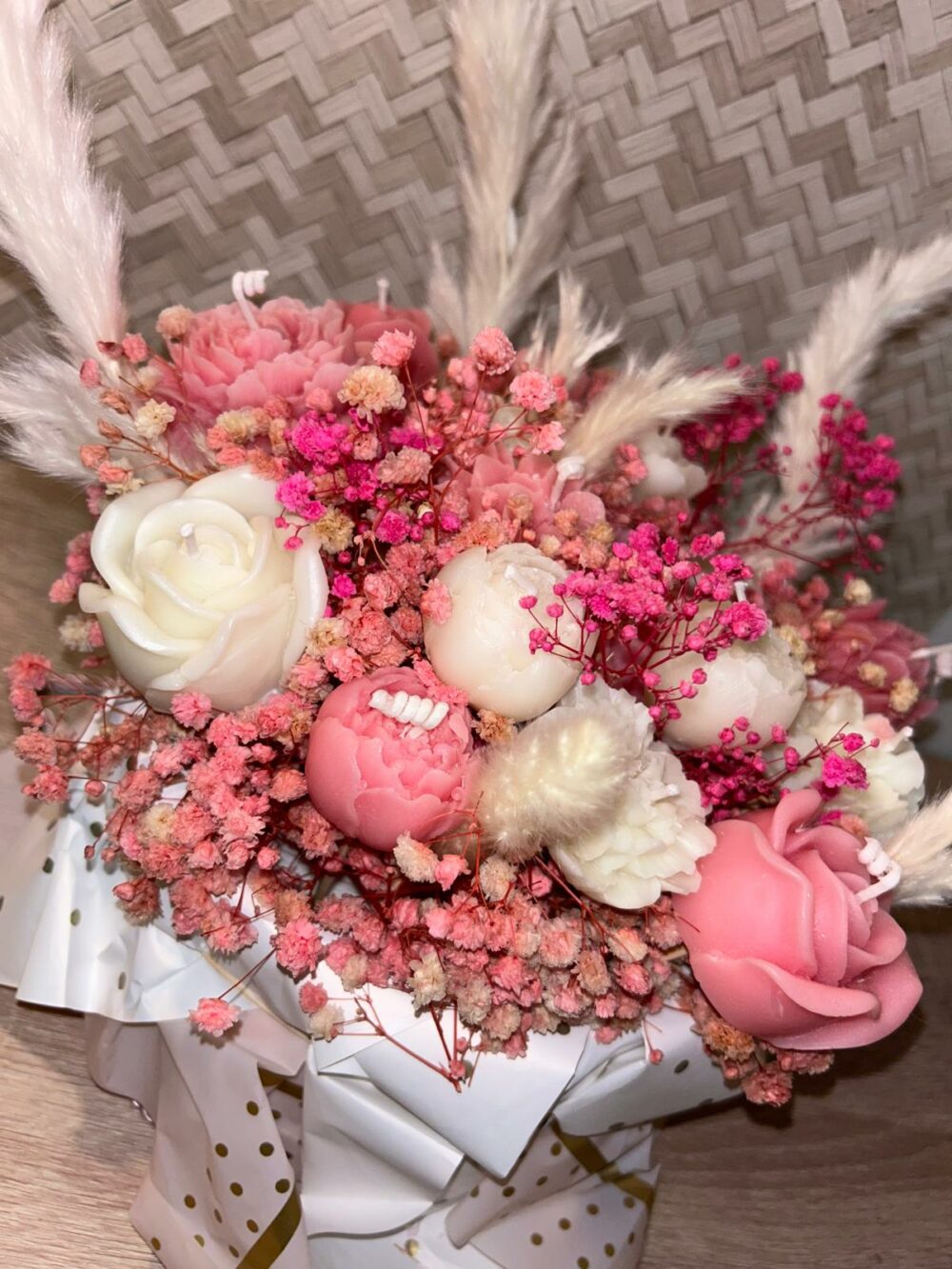 Bouquet de bougies Rose et Blanc – Image 11