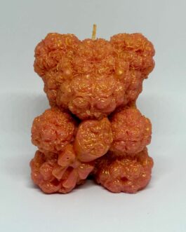 Bougie ourson : Orange à paillettes