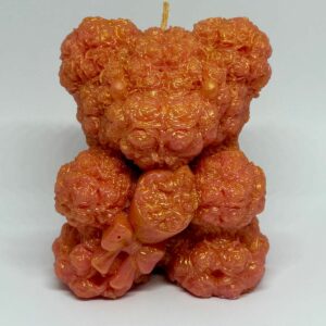 Bougie ourson : Orange à paillettes