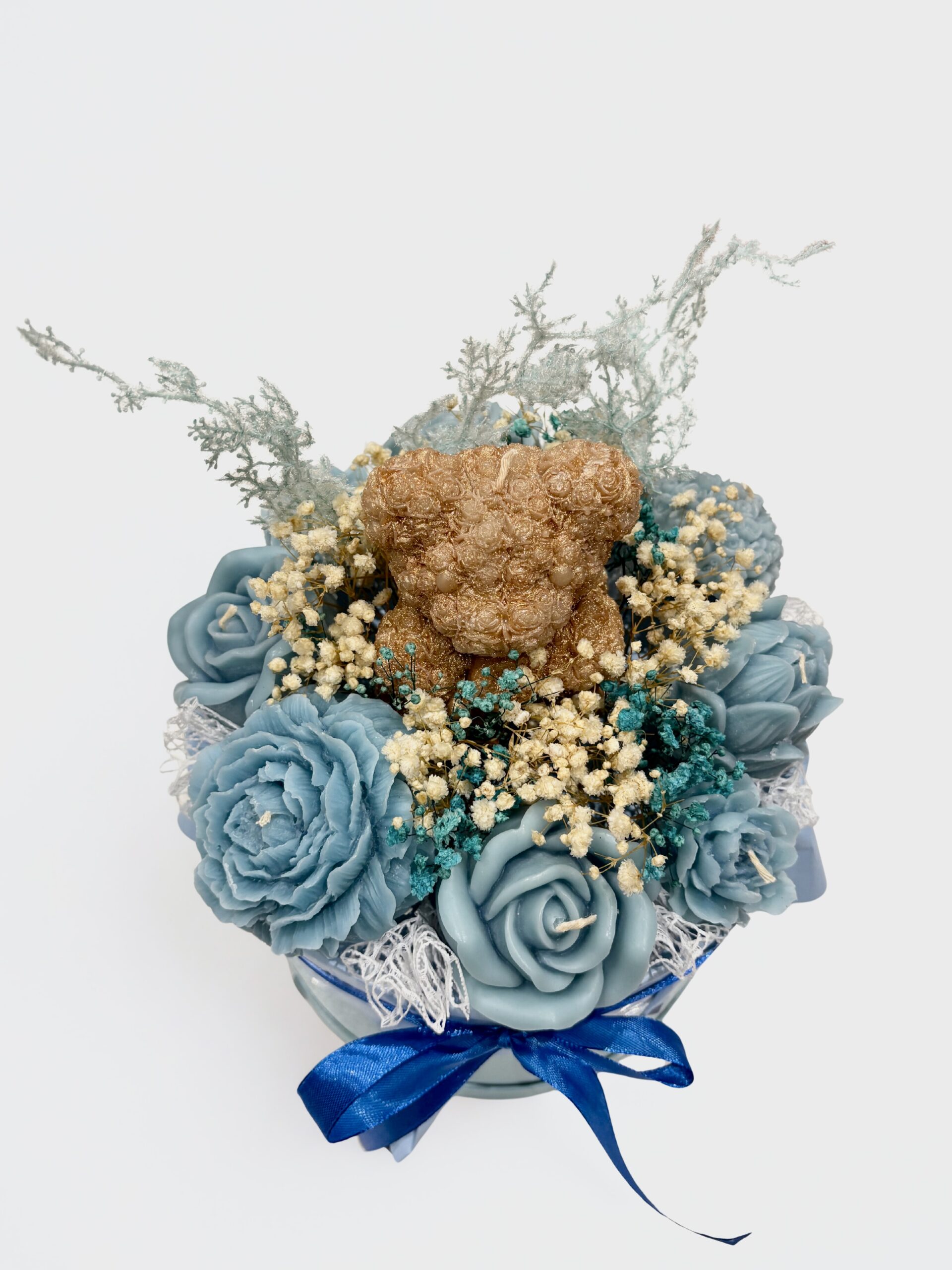 bouquet de bougies bleu & doré