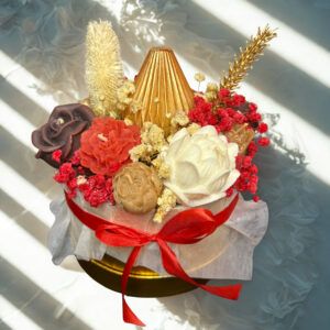 Bouquet de Bougies Rouge, Blanc, Doré & Marron