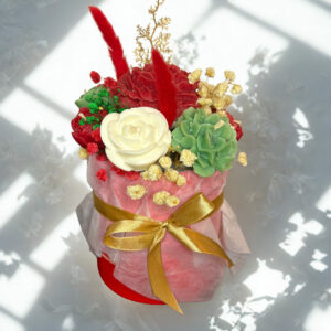 Bouquet de Bougies Rouge, Vert & Blanc