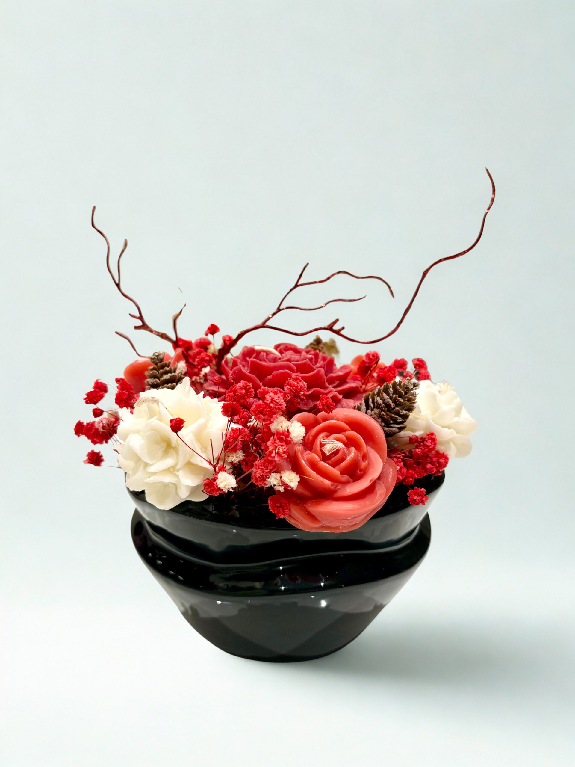 bouquet de bougies rouge & blanc