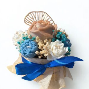 Bouquet de bougies Bleu, Blanc & Doré