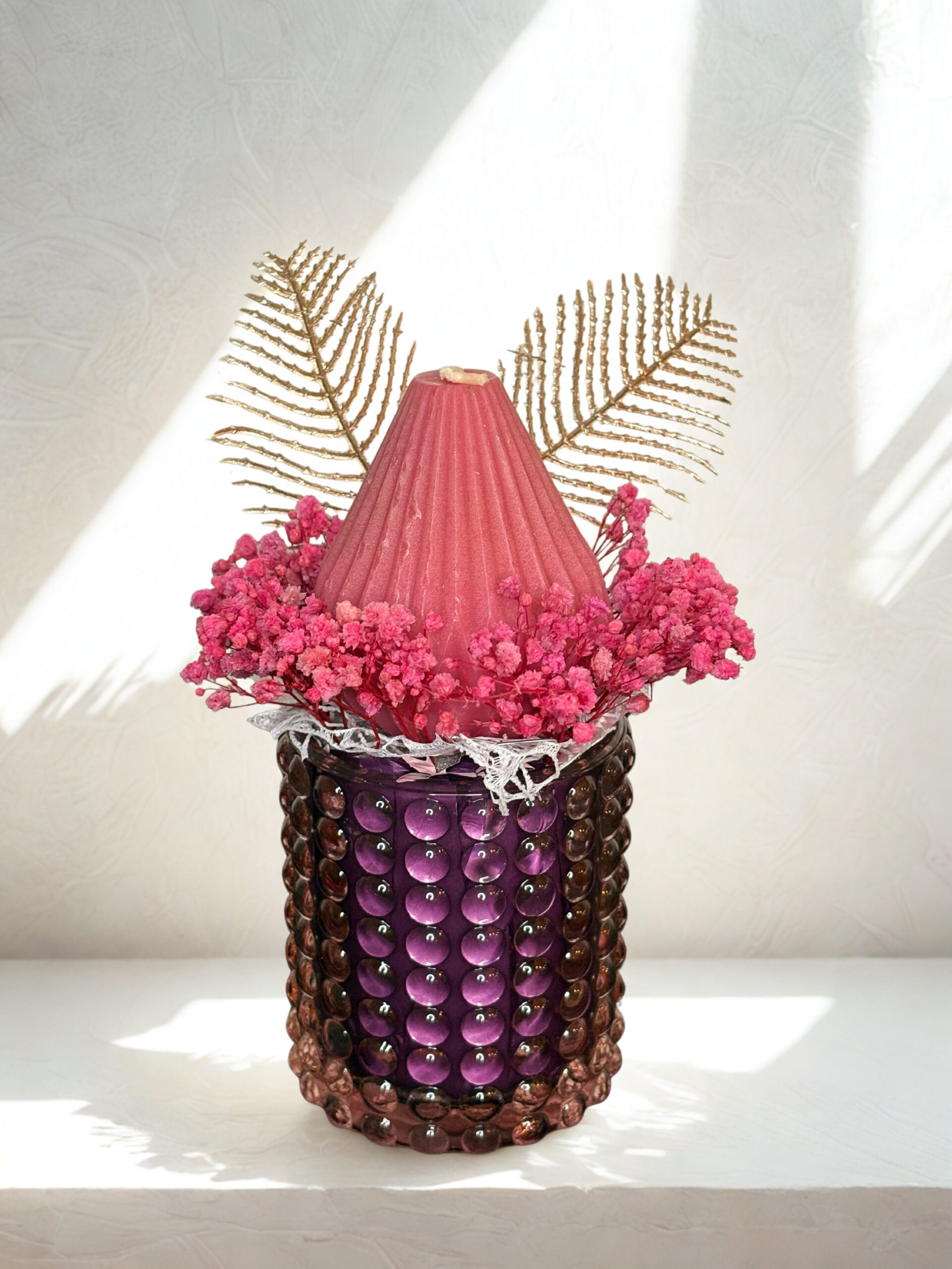 bouquet de bougies rose