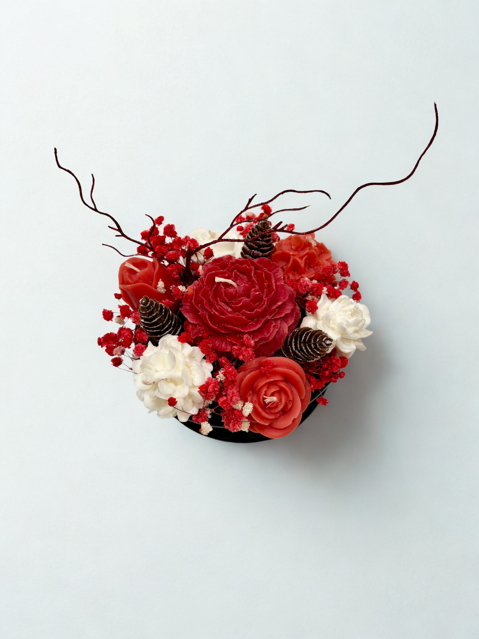 bouquet de bougies rouge & blanc