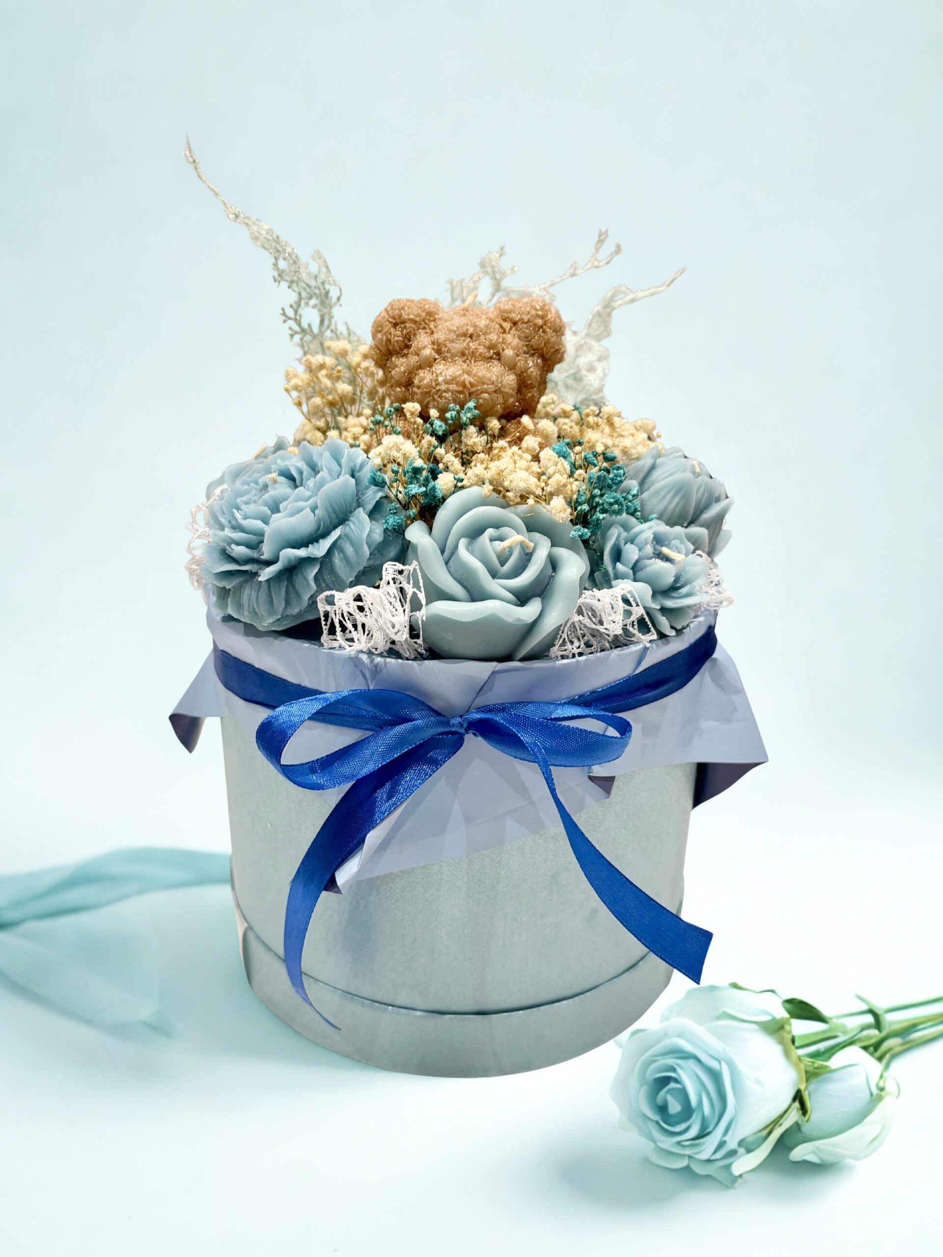 bouquet de bougies bleu & doré